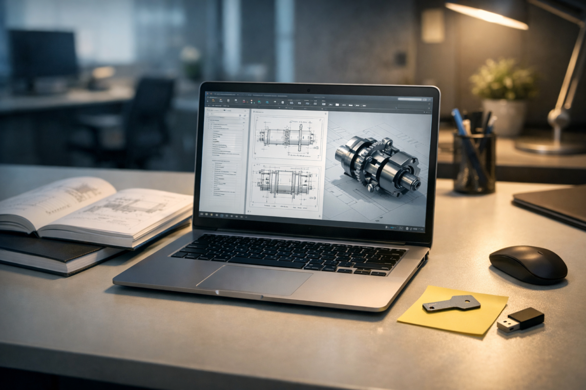 activare coreldraw 2025 — workstation cu laptop și documente de licențiere