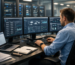 Administrator IT verificând Licente Windows Server pe ecran
