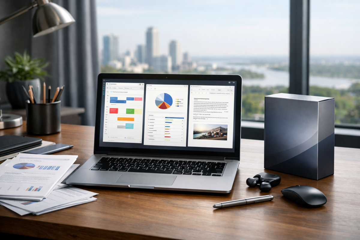 Pachet licente Windows Office - workstation cu laptop si documente productivity